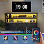 LED TV Stand with 6 Fabric Drawers Power Outlets USB Ports