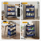 3Tier Small Rolling Metal Storage Organizer Mobile Utility Cart