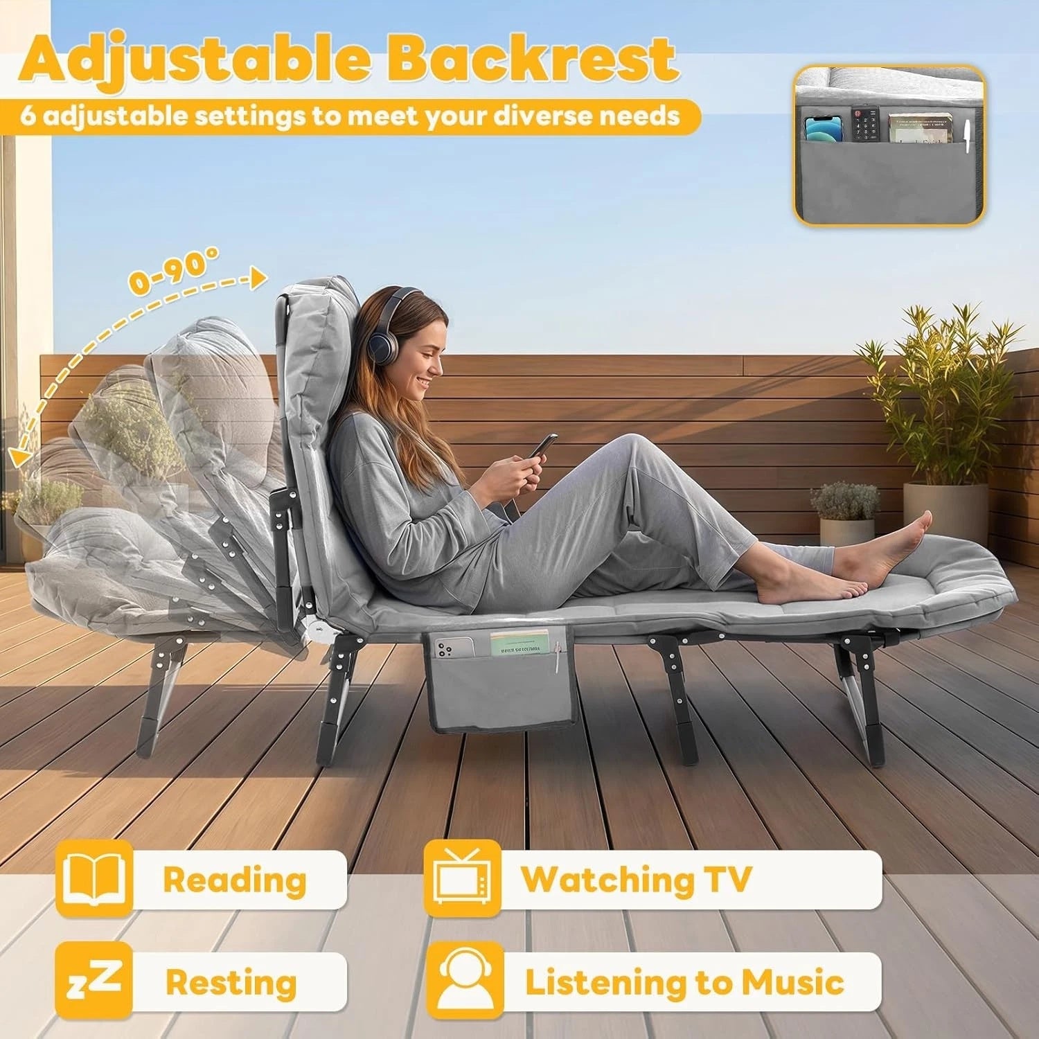 Foldable Camping Cot for Adults with Cushion Pillow