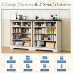 5Drawer Wooden Storage Cabinet Modern Farmhouse Living Room Organizer